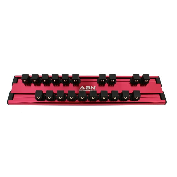 Socket Rail and Clips for Tool Organization ABN Aluminum SAE Standard 1/2 Inch Drive 20-Piece Socket Holder Socket Rail and Clips for Tool Organization ABN Aluminum SAE Standard 1/2 Inch Drive 20-Piece Socket Holder